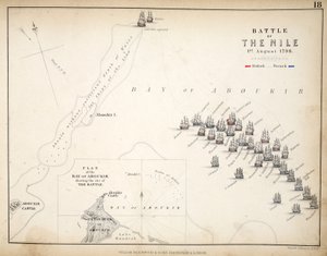 Carte de la bataille du Nil, publiée par William Blackwood and Sons, Édimbourg et Londres, 1848